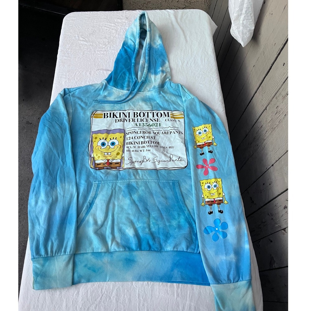 SpongeBob SquarePants Tie Dye Hoodie Blue Spongebob‎ Driver License  Hoodie